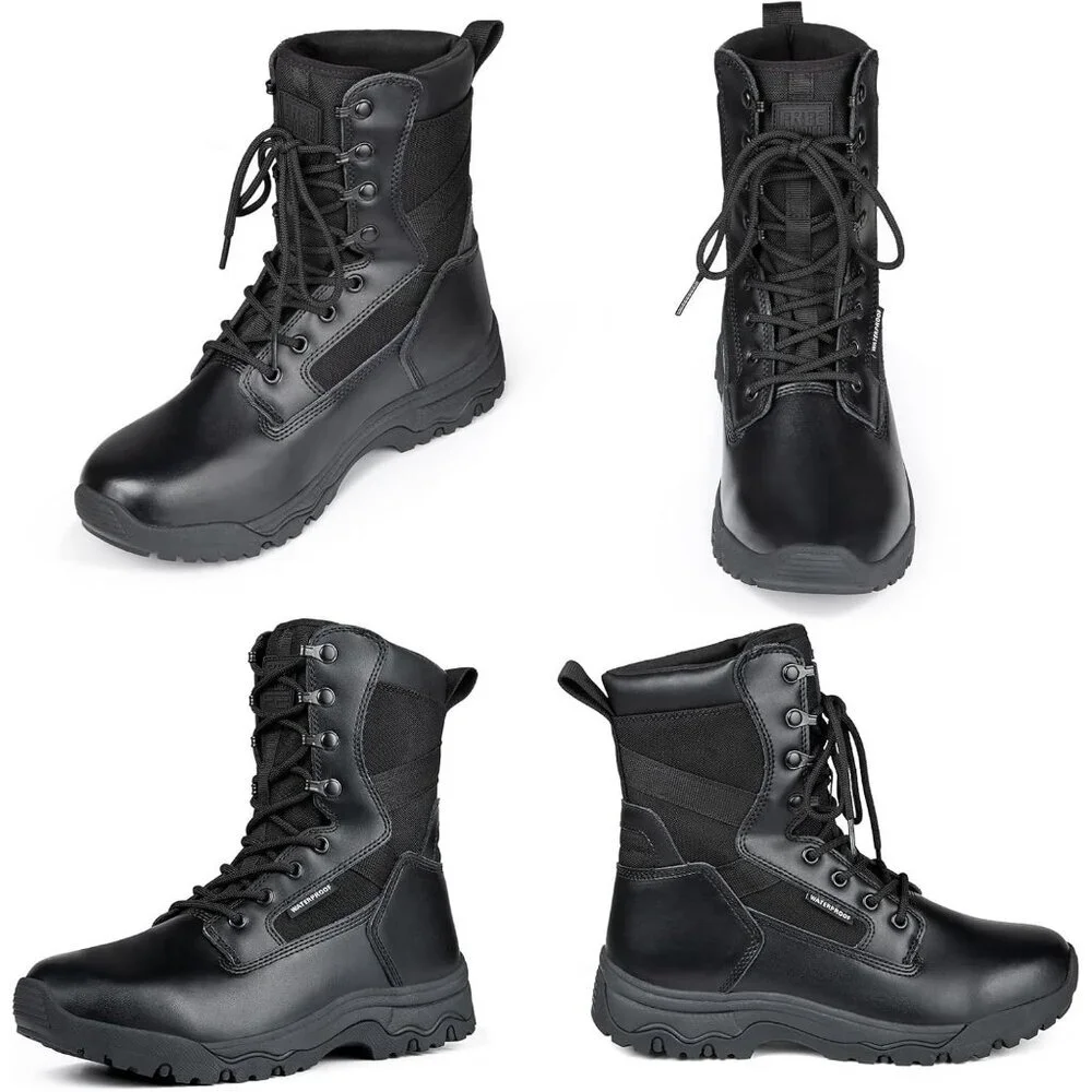 ⚡ Men's Dark Black Combat Suede Leather Lightweight Military Work Desert Boot
